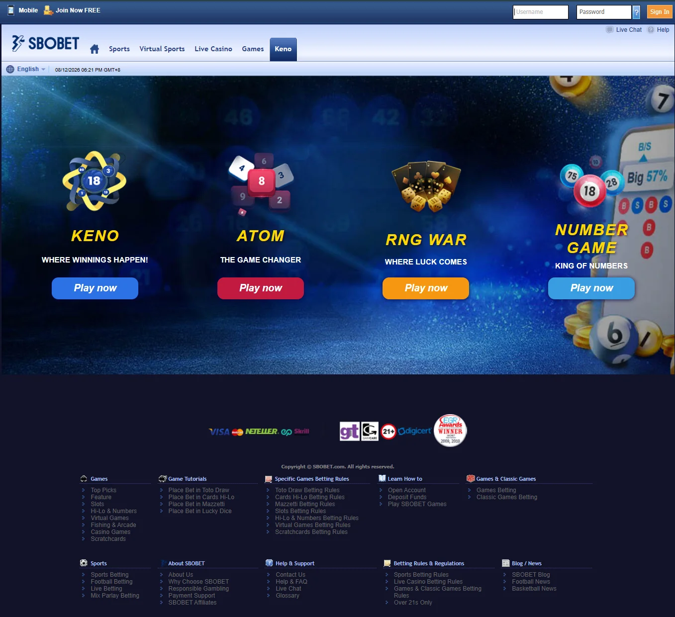 SBOBET - Keno